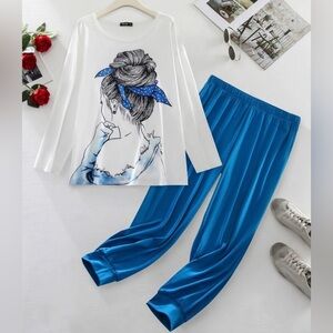 NEW 0 XL SHEIN Mulvari Plus Figure Graphic Tee & Sweatpants